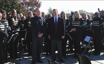 Senator DeMint visits with the Greer Band on November 10, 2006, during the Veterans' Day Ceremony at County Square in Greenville.  The Greer Band provided the music for the Veterans' Day celebration.