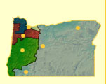 Oregon State Map with Senator Wyden's State Offices Marked