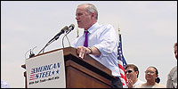 Senator Mark Dayton speaking at a steel rally