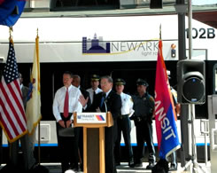 Senator Menendez at the opening of the Newark Light Rail at the Broad Street station. July 17, 2006.style=