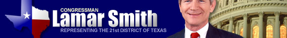 Header: Rep. Lamar Smith serving the 21st district of Texas