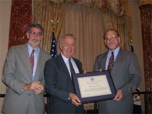 Representatives from the American Foreign Service Association present Sarbanes with a Special Award of Recognition for his deep concern and strong support of the Foreign Service and this nation's foreign affairs institutions.
