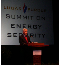 Senator Lugar speaking at the Richard G. Lugar-Purdue University Summit on Energy Security.