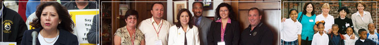 Congresswoman Hilda Solis: Contact Us Section.  Images of Hilda with constituents