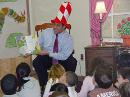 Rothman reads The Lorax at Washington Elementary