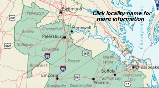 A map of the Fourth District with links that connect to city pages.