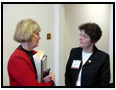 Judy and Waubonsie Valley High School science teacher Elaine Modine discuss innovative teaching techniques before a House Science Committee hearing.