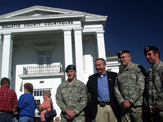 thumbnail image: Congressman Davis with KY National Guard Troops in Gallatin County