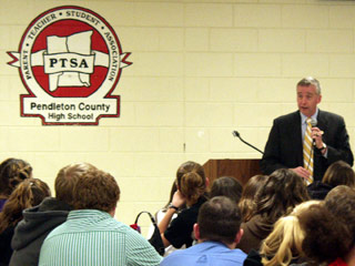 thumbnail image: Congressman Davis speaks to Pendleton County HS students