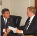 Secretary Tom Ridge briefs Congressman Langevin on Homeland Security issues (September 2002)