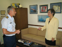 Congresswoman Schwartz meets with Captain David L. Scott of the U.S. Coast Guard to discuss port safety.