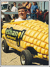Photo of Senator Ben Nelson in an 'ethanol' car.