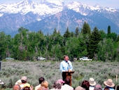 Sen. Craig Thomas addresses the crowd at the Grand Teton National Park Visitor Center groundbreaking ceremony June 25, 2005.