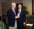 photo15 | Sen. Cornyn receives the 'Champion for Healthcare in the Rio Grande Valley' award from the President and CEO of Valley Baptist Health System-Jim Springfield (2/27/2004)