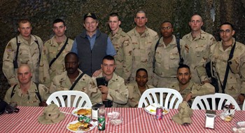 Congressman Edwards meets for lunch with soldiers serving in Iraq.