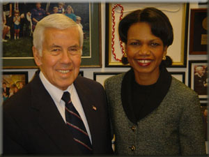 U.S. Senate Foreign Relations Committee Chairman Dick Lugar with Dr. Condoleezza Rice.