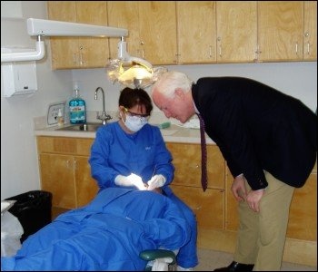 Sen. Cornyn tours the dentistry program at Texas State Technical College (2/27/2003)