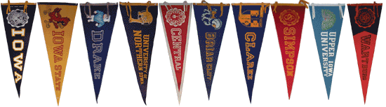 Graphic - Pennants from Iowa colleges and universities