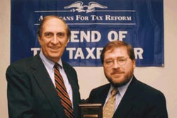 Congressman Hefley presented with the 'Friend of the Taxpayer' Award by Grover Norquist, president of Americans for Tax Reform.