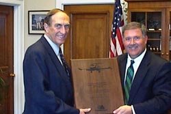 Hefley Presented with Recognition Award by Centennial Airport Director Robert Olislagers.