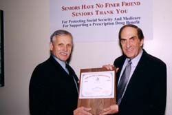 Congressman Hefley presented with the 'Guardian of Seniors' Rights' Award by Jim Martin, president of the 60 Plus Association.