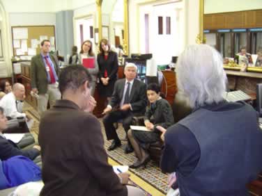 Dodd, and Snowe meet with reporters following the passage of their amendment