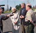 This is an image of Congressman Baird at press conference with Vancouver City Council Member Pat Jollota and Clark County Sheriff Gary Lucas about Methamphetamine.  Click to view the 2000-19991 Archives page in the News Section.
