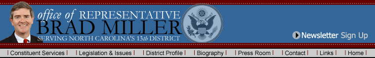 Rep. Brad Miller Official Website header