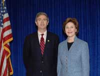 photo - First Lady Laura Bush and Rep. Brad Miller.