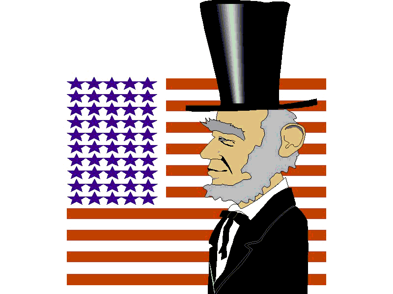 cartoon of Abraham Lincoln and U.S. flag