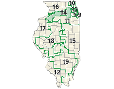map of the congressional districts in Illinois