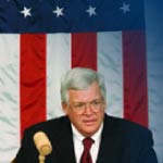 photo of Rep. Hastert with gavel.