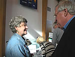 Congressman Hastert talks with a constituent about her experiences with the new Prescription Drug Benefit during a Medicare information session in Yorkville