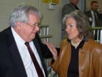 Congressman Hastert and State Representative Patricia Lindner touch base after dedicating an innovative, environmentally-friendly radium removal system in Oswego.