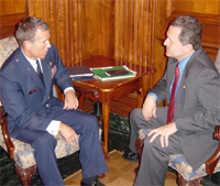 Congressman Herger meets with Brig. General Wright, Commander of the Air Force's 9th ARW out of Beale Air Force Base
