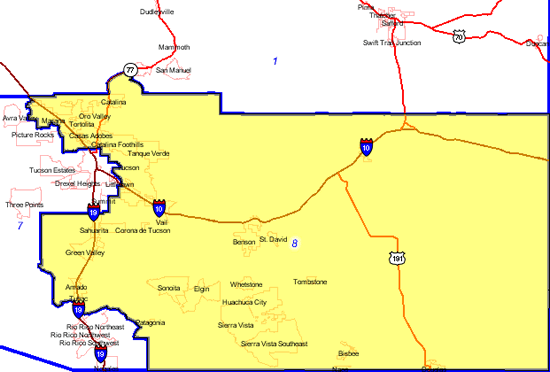Map of the Eighth Congressional District of Arizona