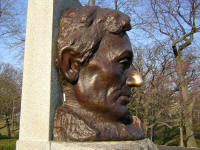 Bust of Abraham Lincoln, Lincoln's Tomb, Springfield.  Rubbing Abe's nose brings you good luck!