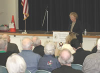 Congresswoman Lofgren answers questions from San Jose residents at a town meeting at Bret Harte Middle School in San Jose