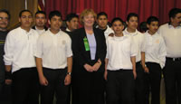 Congresswoman Lofgren gathered with the participants and winners of the National Hispanic University Science Fair in San Jose