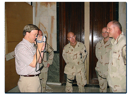 While visiting Iraq, Congressman Rogers video taped many members of the military. Here, Rogers has soldiers send a greeting to their families back home.