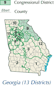 A map of Georgia's Congressional districts.