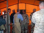 Congressman Todd Platts greets Iraqi Army soldiers who are participating in basic training at the East Fallujah Iraq Camp
