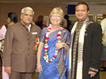 Pryce is shown here with Dr. J. S. Jindal and FIA President Niranjan Patel of the Federation of Indian Associations