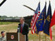 Congressman Visclosky, looked on by Major General Martin Umbarger, speaks at the groundbreaking ceremony of the Indiana National Guard Flight facility, which will be located at the Gary/Chicago Airport.