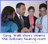Congressman Watt Shows Interns the Judiciary Hearing Room