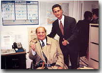 Gun Control Advocate Jim Brady shares a "thumbs up" with Rep. Weiner