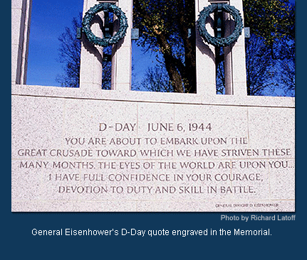General Eisenhowers D-Day quote engraved in the Memorial. Photo by Richard Latoff.