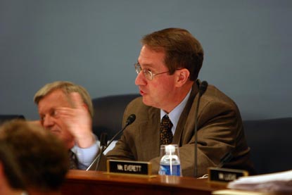 picture: Ranking Member Goodlatte engages in debate with his colleagues on various provisions included in the 2007 Farm Bill. Committee Members considered the language of the bill to reauthorize the 2002 Farm Bill over a three-day time frame. The bill passed the Committee by voice vote on July 19, 2007. 