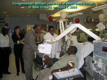 June 7, 2004 -- Jefferson visits New Orleans dialysis patients. 