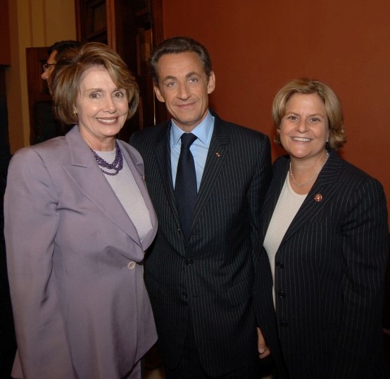 Ranking Member Ros-Lehtinen and Speaker Pelosi with French President Sarkozy before a joint session of Congress